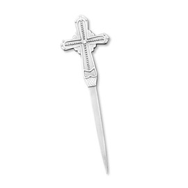 GiftsOGifts Letter Opener Cross Shape Vintage Pewter Metal Letter Opener Envelope Open Slitter, Silver Hand Letter Opener (Cross with Studs)