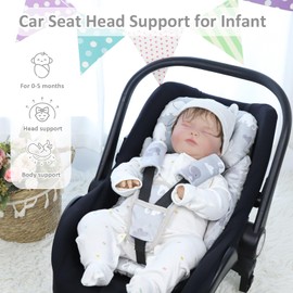 TANOFAR Car Seat Head Support Baby - Infant Car Seat Insert for Newborn Girls Boys - Soft Carseat Head Support for Infant - Newborn Carseat Insert for Car Seats, Strollers, Swings, Bouncer (Elephant)