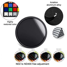 Yangers variable neutral density nd filter 2-32 - 400 52mm, adjustable ND2 to ND400 (8 stops) set kit for Canon Nikon Sony DSLR camera with storage box