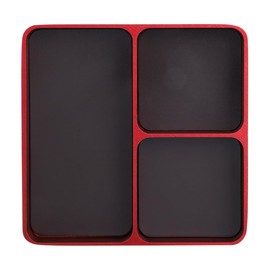 Hoite Magnet Tool Tray, 9.8 X 9.87 X 11cm 3 Compartments Parts Tray Screws and Bolts Organizer for Storing Sockets Screws Small Parts Garage Home，Red