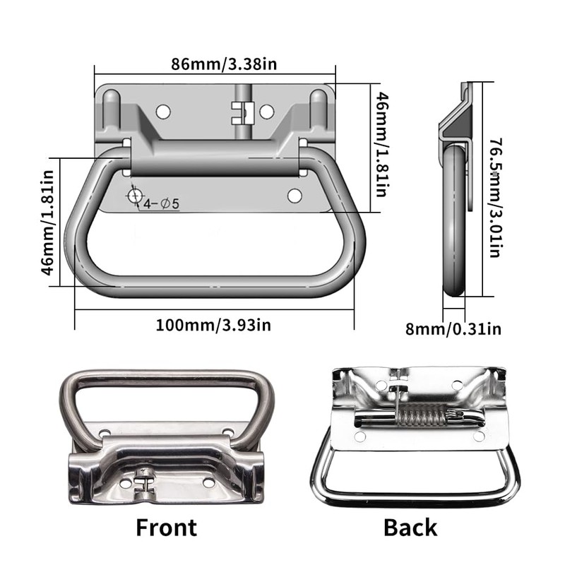 2 Pack Loaded Pull Handles, Heavy Duty Stainless Handles, Lifting