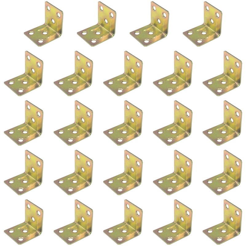 24 PCS L-Shaped Brackets,Furniture Cabinet Hardware Corner Braces,Zinc-Plated Angle Brackets