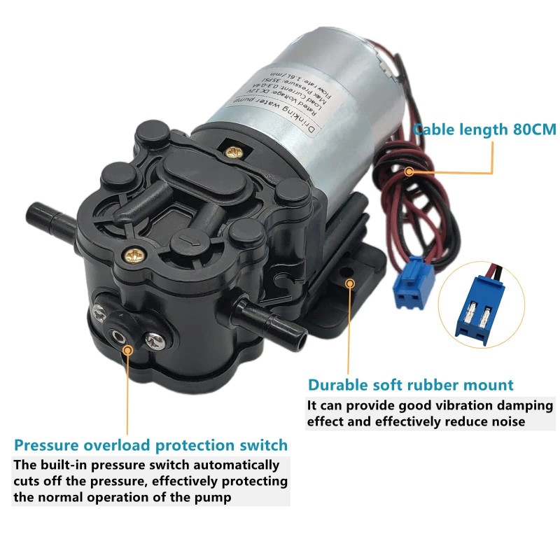 Qiangsens DC 12V Water Dispenser Water Pump 1.6LPM 35PSI Self-priming