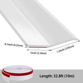 Taaizau 32.8ft Universal Garage Door Top and Sides Seal Strip, Waterproof Self Adhesive Professional Sealing Includes 40pcs Screws, White