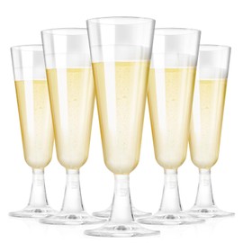 KOOSREEL Plastic Champagne Flutes, 50 Pack 5Oz/150ml Clear Plastic Champagne Glasses Cocktail Glasses Prosecco Glasses for Party,Birthday,Wedding,Chrismas,Thanksgiving