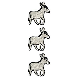 ONCEX 3PCS. Cute Little Gray Donkey Horse Patches Embroidered Applique Iron on Patch Embroidery Sewing for Backpacks Jeans Jackets T-Shirt Hat Clothing