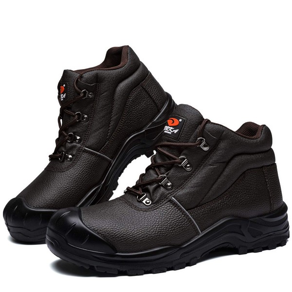 DRKA Water Resistant Steel Toe Work Boots For Men,6'' EH-Rated Safety Boots(19977-dkbrn-11)