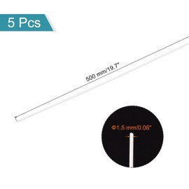 sourcing map ABS Plastic Rod Round Solid Bar 1.5mm x 500mm for DIY Model Material, Architectural Model Making, DIY Sand Table, Pack of 5 Pcs