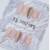 Blue Pink Pixie Heart Handmade Nail Tips - Coffin Egg