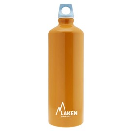 LAKEN Futura Water Bottle with Narrow Mouth, Single Wall Lightweight Aluminum BPA Free, Leak-Proof Screw Cap, 1 Litre, Orange