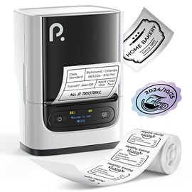 POLONO PM220S Label Maker Machine with Tape, 2 Inch Bluetooth Thermal Label Printer, Portable Sticker Printer for School, Office, Home, Business, Label Maker with 2'' x1.18'' Labels, White