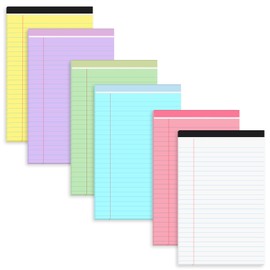 Utron 6 PCS Small Legal Pads 5x8 Colorful, Narrow Ruled Small Note Pads 5x8, Micro Perforated Writing Pad, College Ruled Legal Notepads 5x8 for Study, Office, To-Do Lists(30 Sheets/Small Notepad)