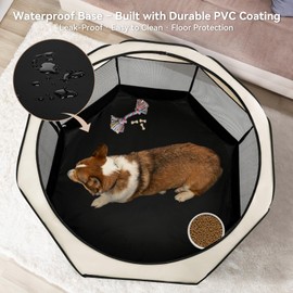 Portable Indoor Dog Playpen for Small Dogs & Puppies by A 4 Pet – 40.55" Pop-Up Soft Puppy Playpens with Bowl, Waterproof Floor, Calm Safe Space for Home, Travel & Camping