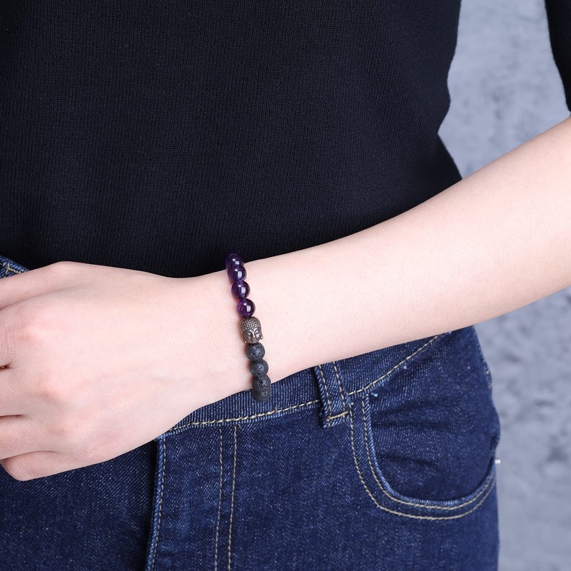 coai Lava Lucky Bracelet with Buddha Head, lava stone amethyst,