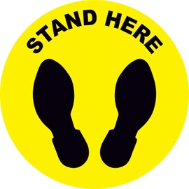 DuraStripe DSV-Sign 144-SD-N 12'' Round Stand Here Sign, Vinyl Adhesive