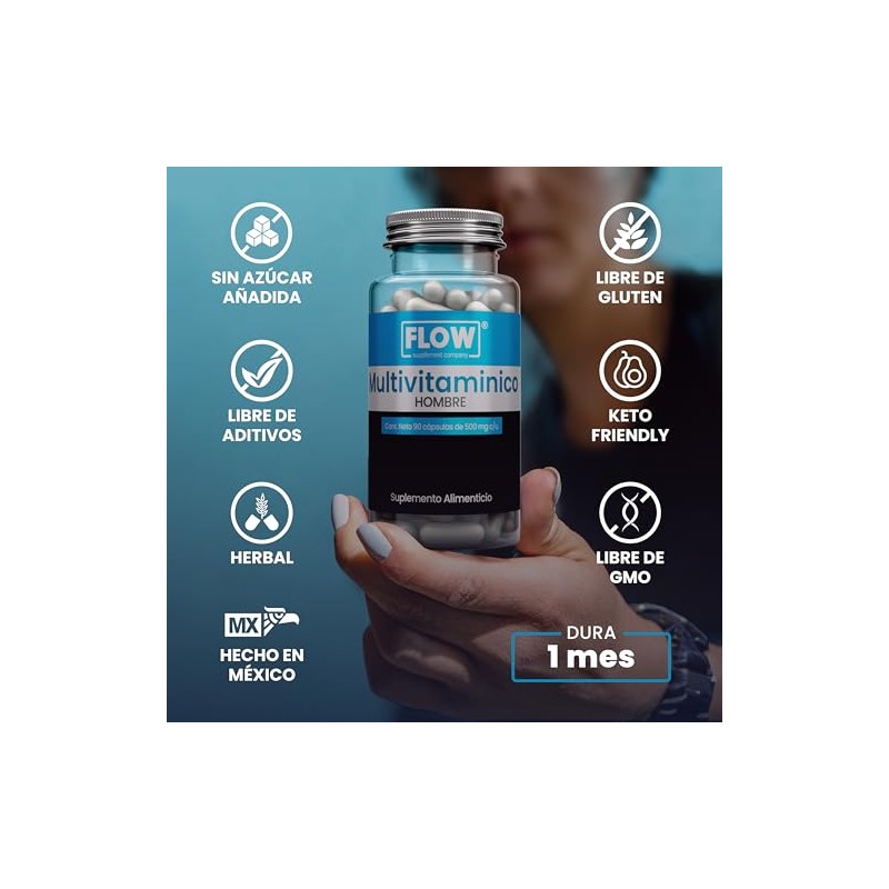 Vitaminas para Hombre - 90 Cápsulas de 500 mg -