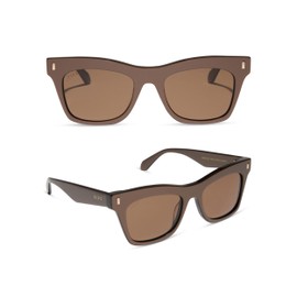 DIFF Bradley Designer Rectangular Sunglasses for Women | Moscow Mule + Brown | 100% UV Protection