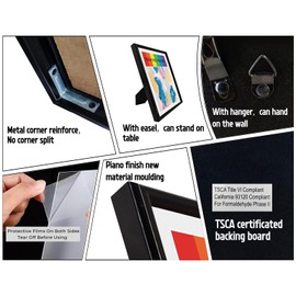 SparklyHome Black Theatre Frame with White Mat, 4 Packs, Theatre Bill Frame, Holds 5.5x8.5-inch Media, Wall or Tabletop Display (4 Pack Black Frame White Mat)