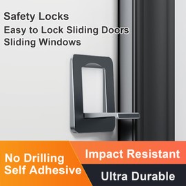APKULEEP Sliding Door Locks, Baby Safety Mental Slide Glass Locks for Windows Child Proof No Drilling Tools Needed (2Pcs)