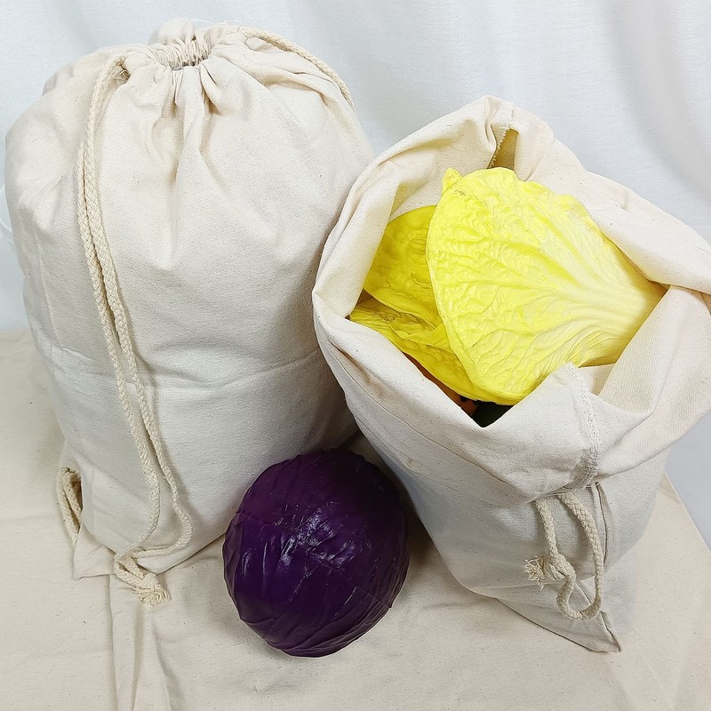 Freletry Drawstring 100% Cotton Muslin Bags Reusable Storage Bag for