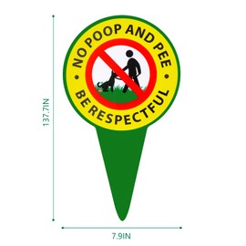 No Dog Poop Signs for Yard - No Poop and Pee Be Respectful for Outdoor Lawn and Garden