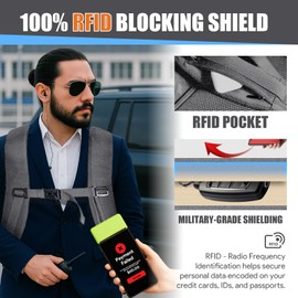 JARWAM Carry On Backpack, 55L Travel Laptop Backpack, RDIF Anti-Theft TSA Flight Approved Large Laptop Bag, Sturdy 18.4 Inch Lightweight Expandable Water Resistant Business Bag for Men, Grey