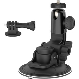 Dosvsi Camera Suction Cup Mount for DSLR, Heavy Duty Car Windshield Dashboard Camera Holder, Adjustable Action Camera Stand with 1/4" ARRI Mounting Holes for Gopro 13 12 11 10 Max 9 8 7, More Cameras
