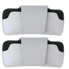 GELVTIC Sunglasses Holder for Car Visor Vegan Leather Glasses Case with Clip Automotive Interior Visor Accessories (08Car Sunglasses Holder Grey*2)