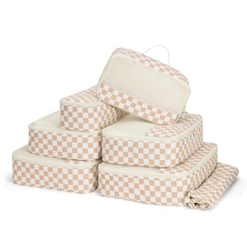 Narwey 7-Piece Suitcase Organiser Set, Packing Cubes Backpack Travel Packing Cube Backpack Organiser Set Packing Bags for Suitcases, Suitcase Organiser Travel Essentials Bag (Checker Helles)