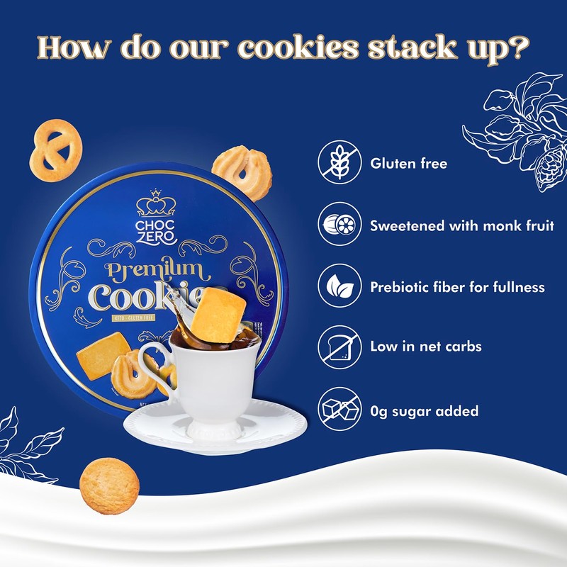 ChocZero Keto Butter Cookies - Sugar Free Danish Shortbread Gift