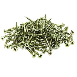 Yellow Small Steel Countersunk Wood Screws - Chipboard Screws Pack of 100 (2.5mm x 12mm)