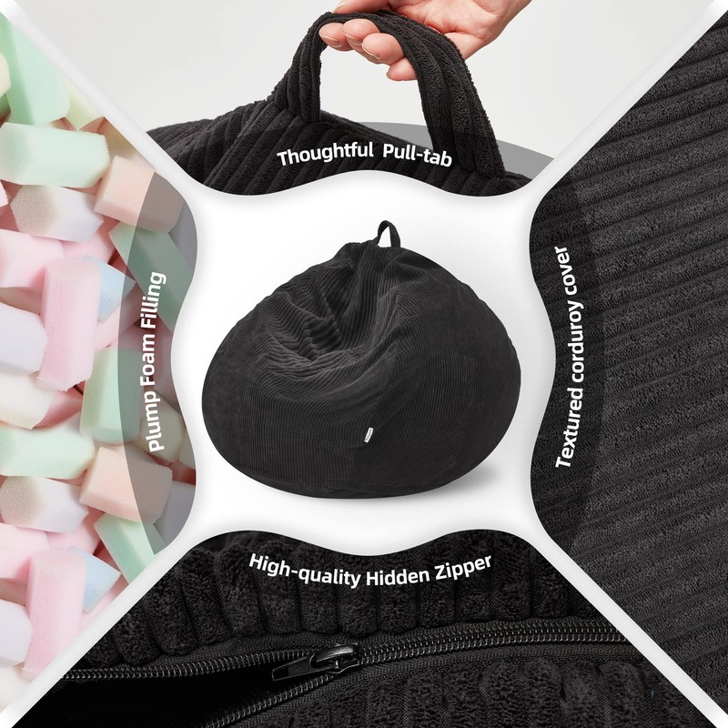 Homguava Bean Bag Chair: Teardrop Bean Bags with Memory Foam