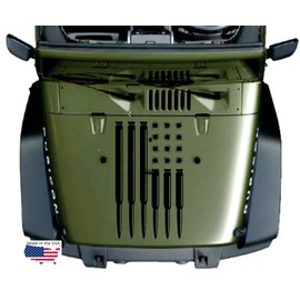 Bullet Hole USA Flag Hood Vinyl Decal Racing Stripes 21x37 Inches, Fits Jeep Wrangler, Car Truck Van, White