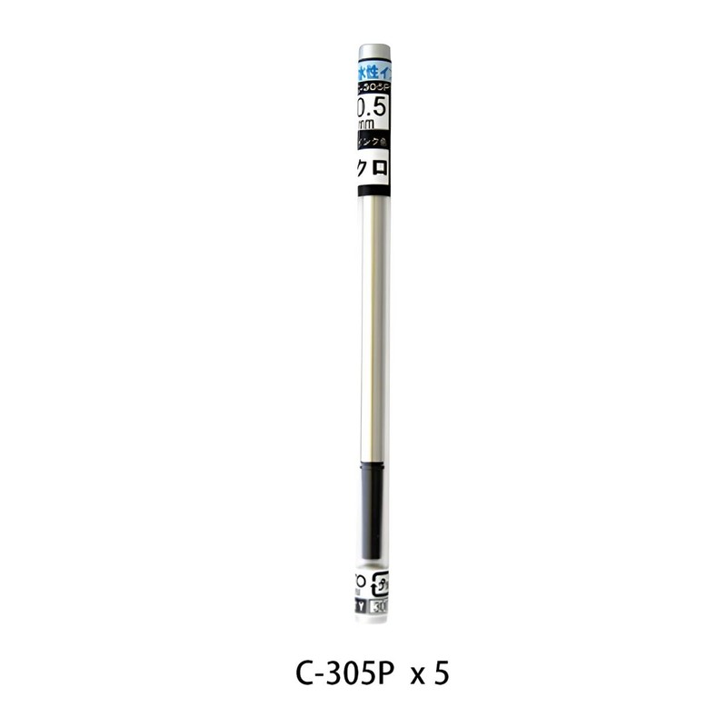 Ohto Ceramic Roller Water-Based Refills C-305P, Black Ink, Metal Body