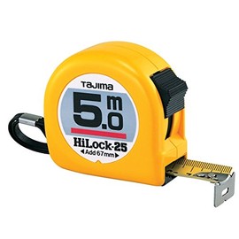 Tajima H5P50MYD Hi Lock Tape Measure (Length 5 m, Width 25 mm, ABS Housing, Coated Steel Tape Measure, Retraction Shock-Absorbed, with Hand Strap)