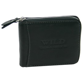 WILD THINGS ONLY !!! Men's Genuine Leather Wallet with All-Round Zip and RFID Protection, black, Landscape