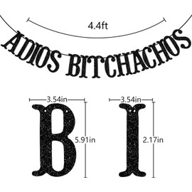 Adios Bitchachos Black Glitter Banner for Going Away, Fiesta, Taco Party Decorations Funny Bunting Photo Booth Props Sign, Black Glitter