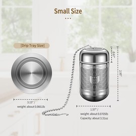 BOMANSI BOMS 2 Pack 316 Stainless Steel Tea Infuser, Extra Fine Mesh Tea Strainers for Loose Tea, Tea Strainer with Extended Chain Hook, Tea Steeper (2 Pack - Small)