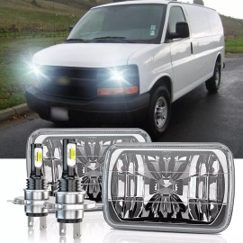 CHUSYYRAY Pair 7X6 5x7 LED Headlights Square For Chevy Express Cargo Van 1500 2500 3500