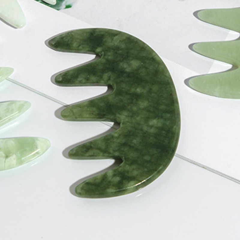Healeved Scalp Massager Creative Wide Tooth Comb Gua Sha Jade