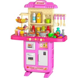 TEMI Pretend Food Kitchen Toys for Girls Ages 3-8 - Cutting Food Toy, Play Kitchen Accessories, Includes Playhouse Kitchen for Girls