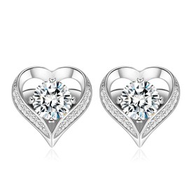 LOVE&LOVE Moissanite Heart Earrings Birthday Gifts for Girlfried Wife Women.D Color VVS1 Brilliant Lab Created Diamond Heart Earrings.Hypoallergenic Stering Silver Stud Earrings.Anniversary Jewelry Gifts for Women Wife Her