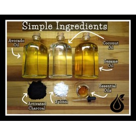 Coconut/Avocado/Sesame Black Oil Mouthwash, Sweet & Delicious, with Charcoal & Xylitol for Oil Pulling, 15 oz Black Oil Mouthwash Glass Bottle (Peppermint)