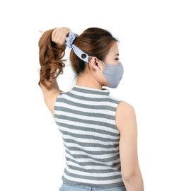 LOFBAZ Women's Hair Scrunchies with Buttons For Face Mask Ear Savers Protection Scrunchie Bow Ties Ponytail Accessories Sky Blue OS