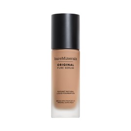 bareMinerals Original Pure Serum Radiant Natural Liquid Skincare Foundation Mineral SPF 20, Hydrating Skin Tint, Dewy Finish, Lightweight, Medium Coverage, Non-Comedogenic, Vegan