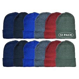 Yacht & Smith Kids Winter Beanie Hat Assorted Colors Bulk Pack Warm Acrylic Cap (12 Pack Assorted B)