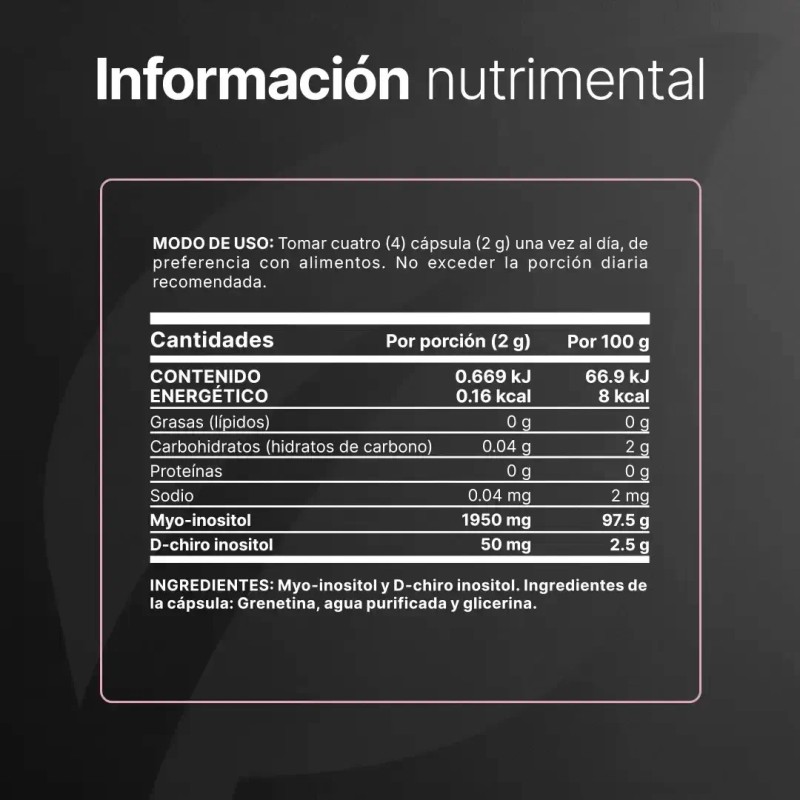 Suplemento Myo Dchiro Inositol Platinum 400 Cap 200g Blife