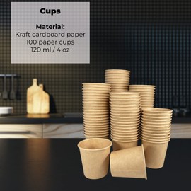 GoBeTree 100 wiederverwendbare Papierkraftbecher mit einer Kapazität von 120 ml / 4 oz für Espresso und Lungo-Kaffee. Für heiße und kalte Getränke geeignet. Auswegbecher aus Pappe