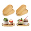6 Pcs Bamboo Tray for Bathroom, Small Wooden Trays, Oval