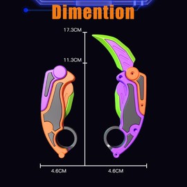 PETBSNVB 2pcs Fidget Claw Knife, 3D Gravity Knife Toy, 3D Gravity Plastic, Switchblade, Printed, Printing Knife, Carrot Knife,Sensory Knife Fidget Toys for Kids & Adults, Anxiety Stress Relief Toy